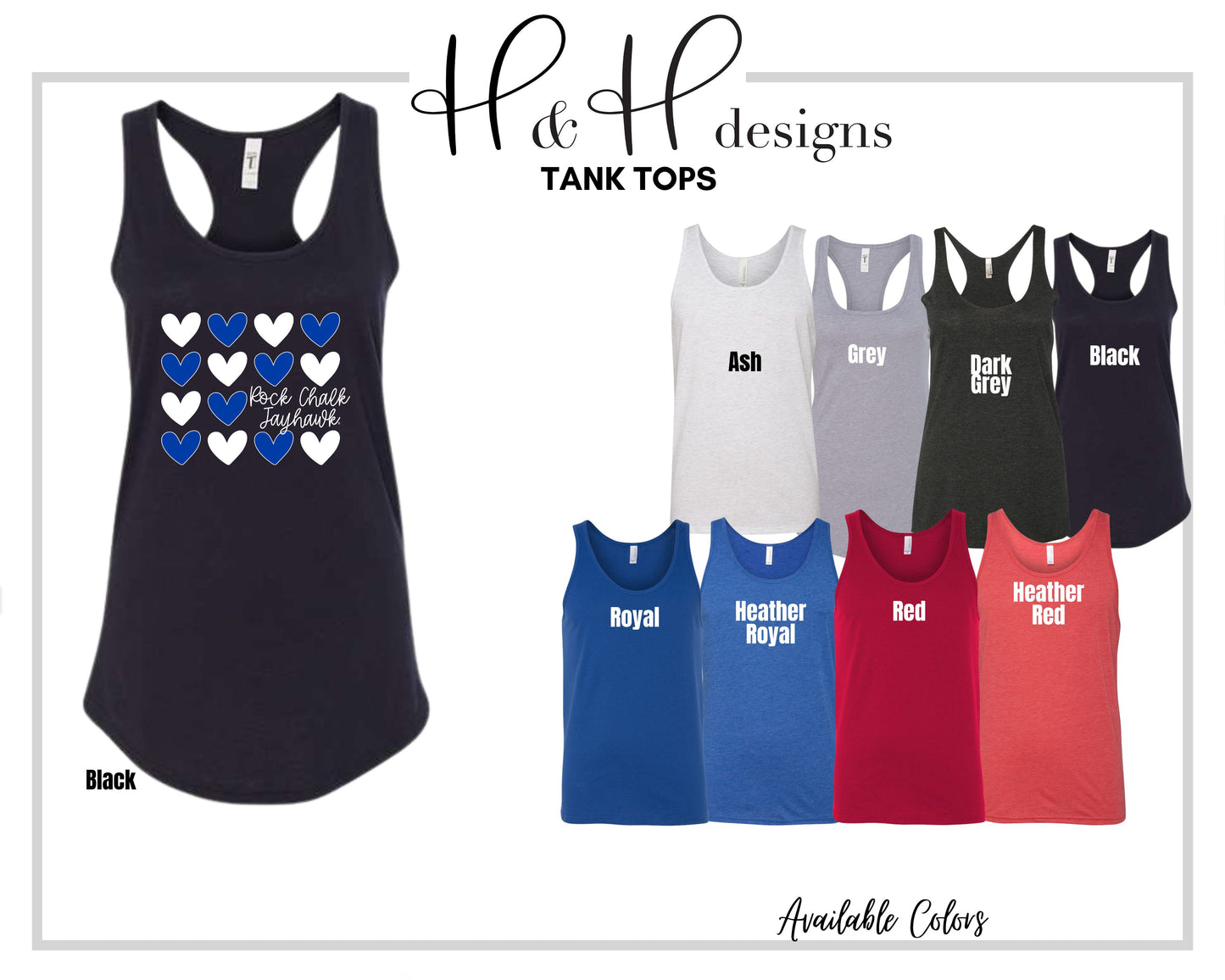 Rock Chalk Jayhawk Repeat Hearts ~ Licensed Apparel ~ HHKU118