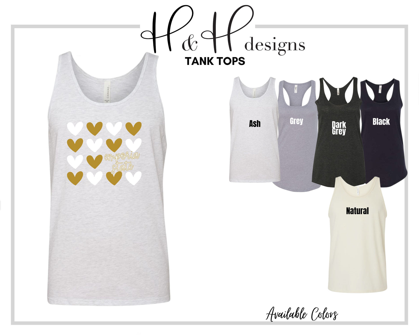 Emporia State Repeat Hearts ~ Licensed Apparel ~ HHESU101