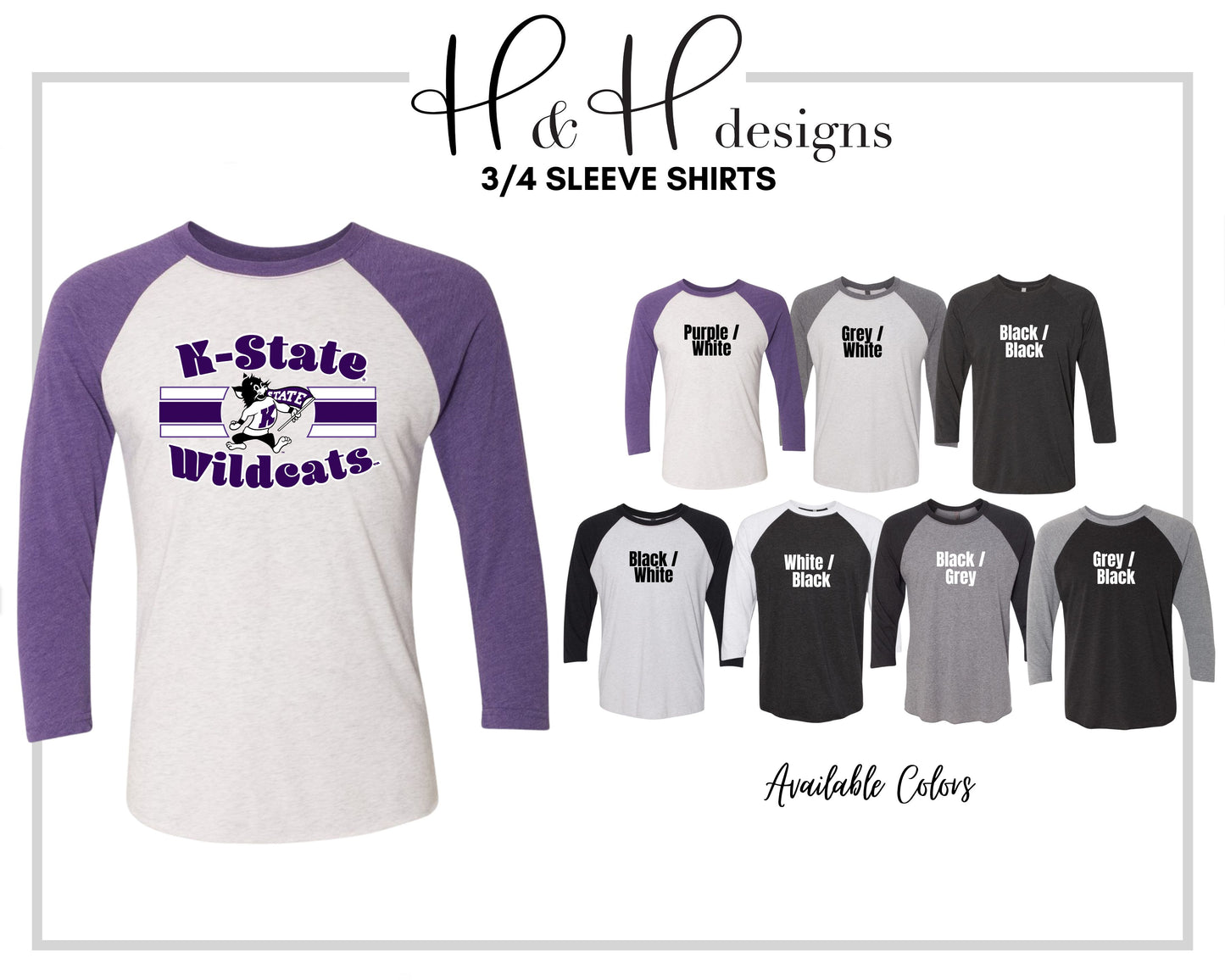 K-State Wildcats Classic Triple Line With Logo ~ HHKSU128 ~ Licensed K-State Apparel