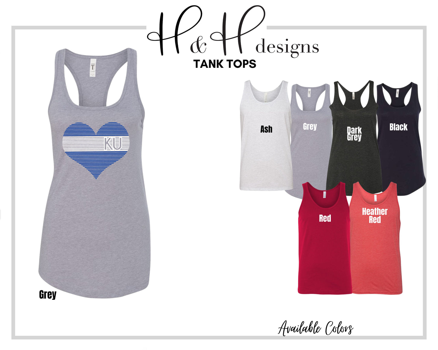 Blue KU lined heart   ~ Licensed Apparel ~ HHKU114