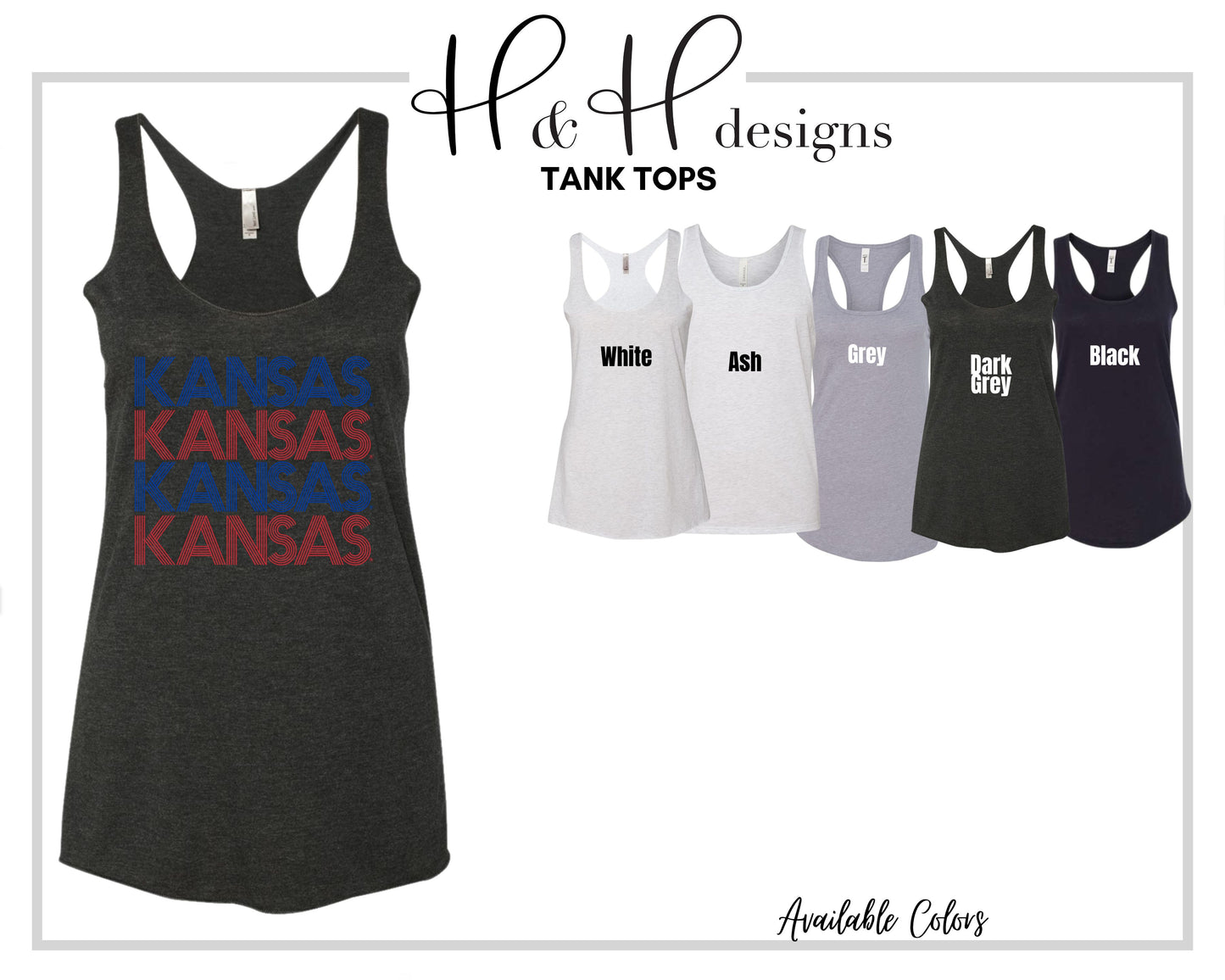 Red & Blue Kansas Prisma Stack~ Licensed Apparel ~ HHKU107