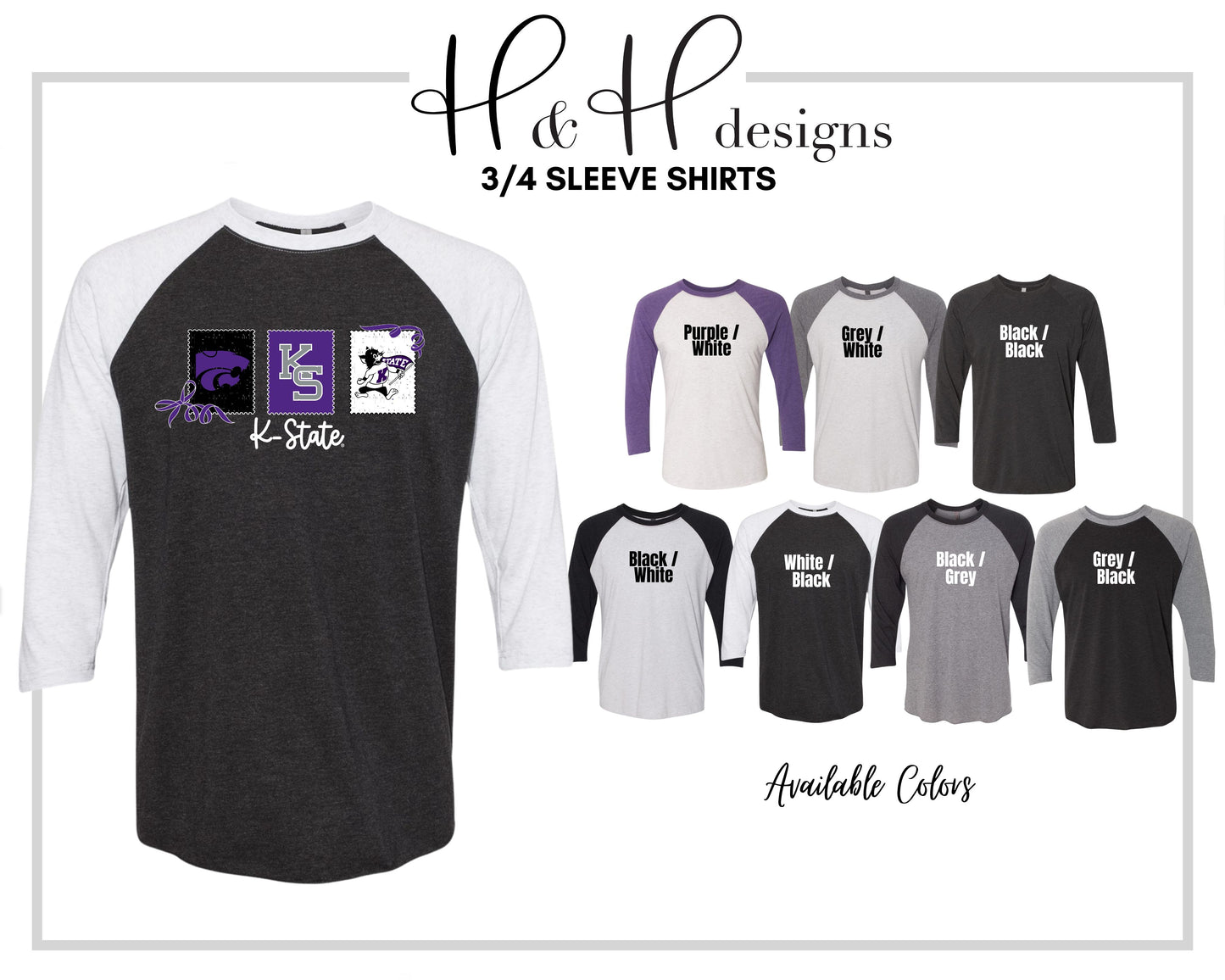 K-State Stamps and Bows ~ Licensed Apparel ~ HHKSU193