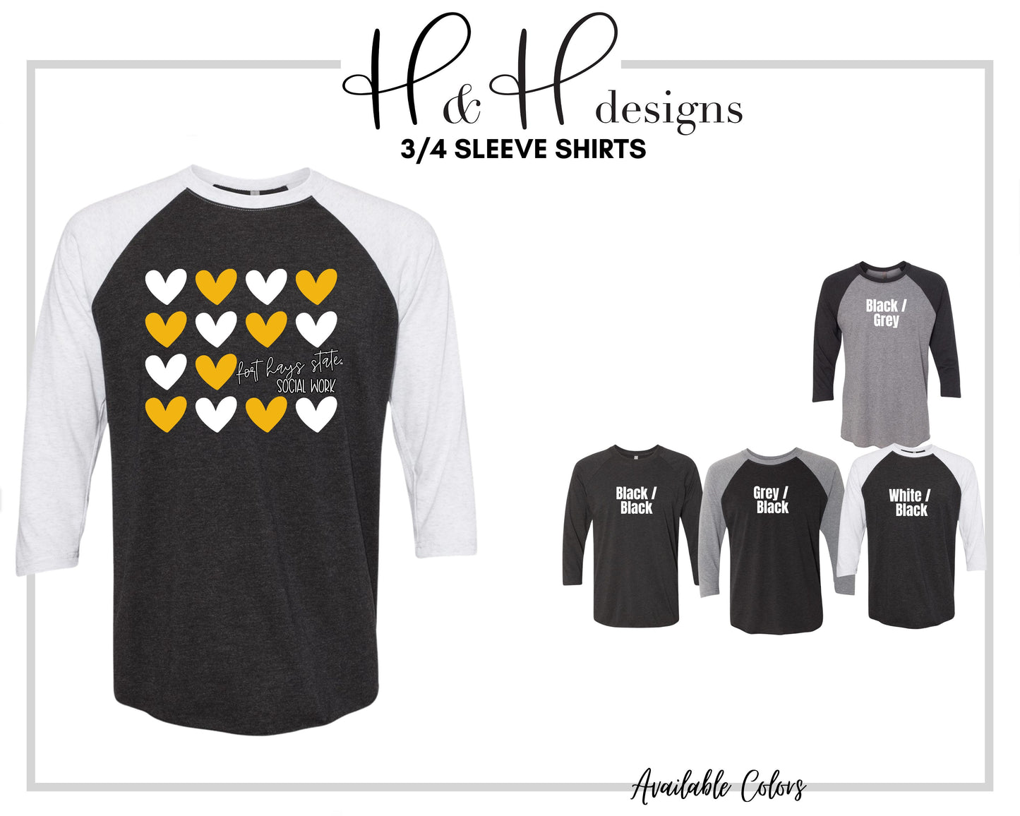 Fort Hays State Social Work Repeat Hearts ~ Licensed Apparel ~ HHFHSU137