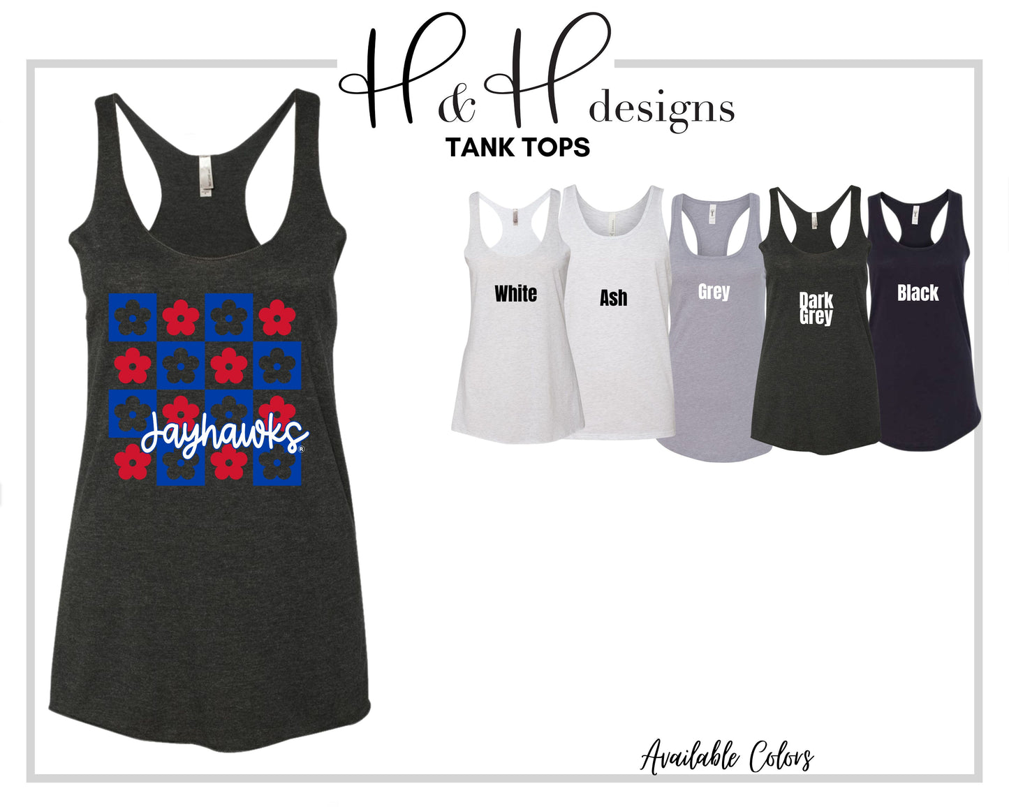 Jayhawks Daisy Block~ Licensed Apparel ~ HHKU109