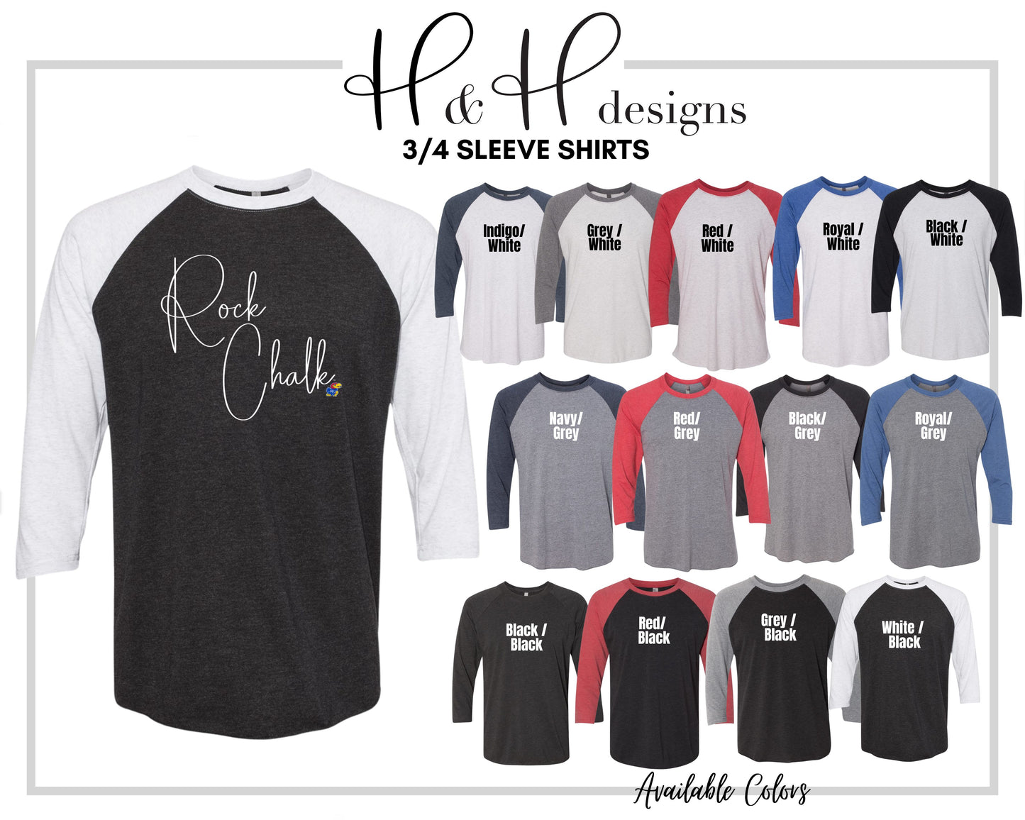 Rock Chalk Swirly Script ~ Licensed Apparel ~ HHKU110