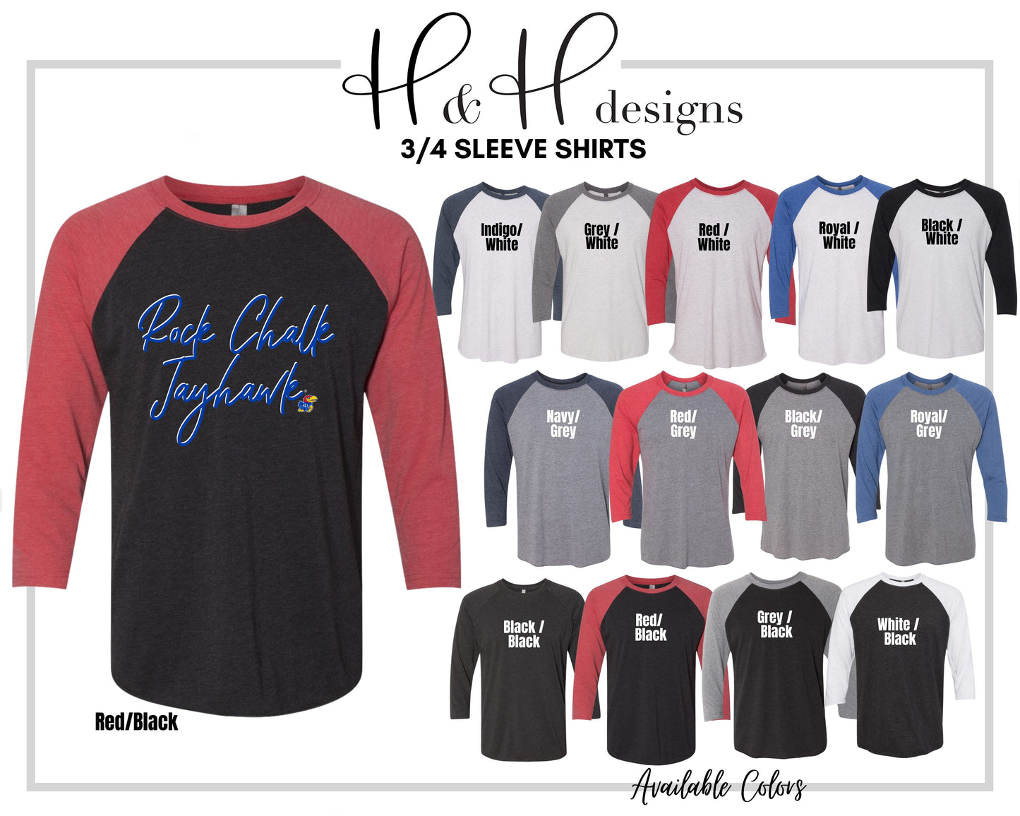 Rock Chalk Jayhawk Script Stack ~ Licensed Apparel ~ HHKU113