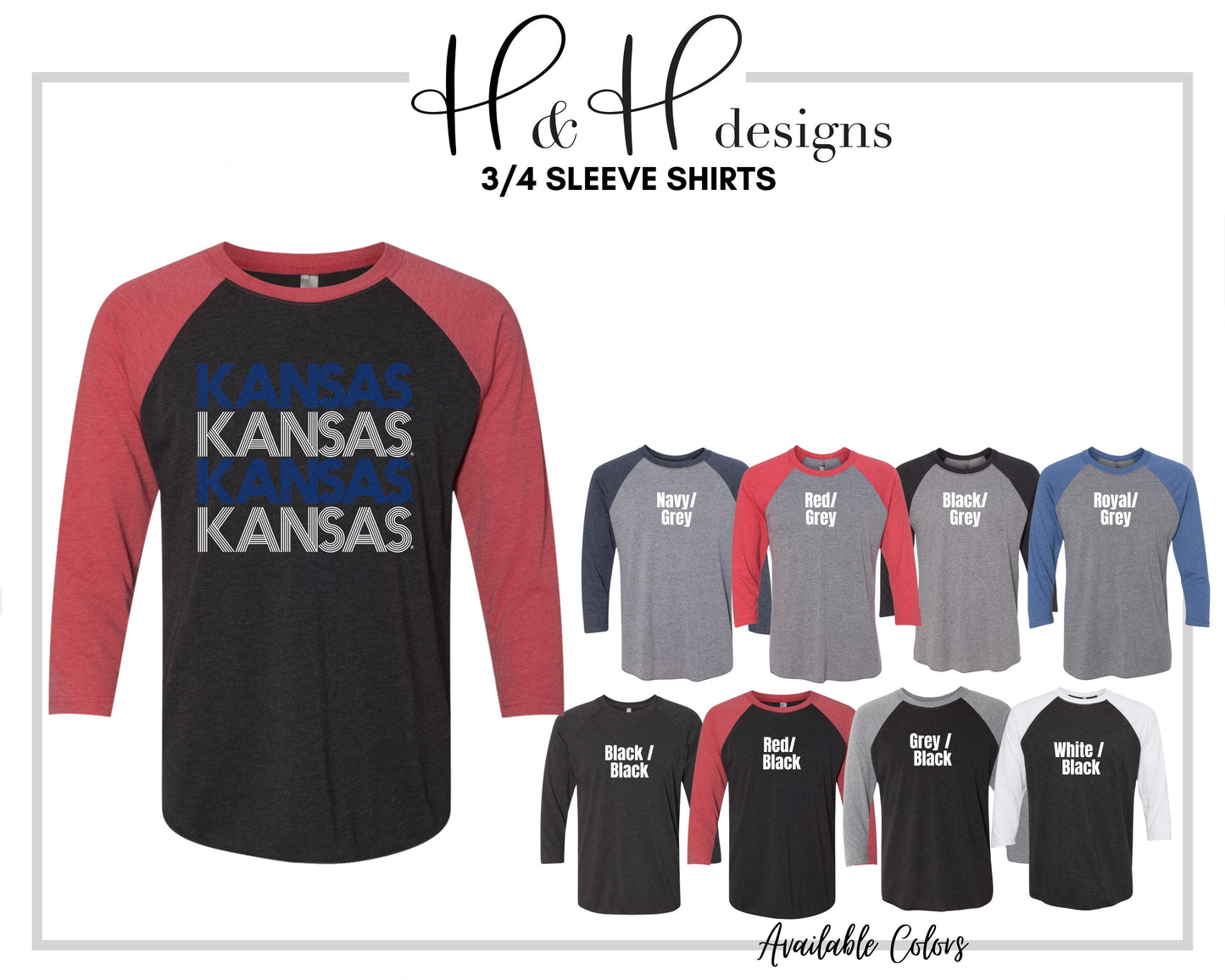 Blue & White Kansas Prisma Stack~ Licensed Apparel ~ HHKU106
