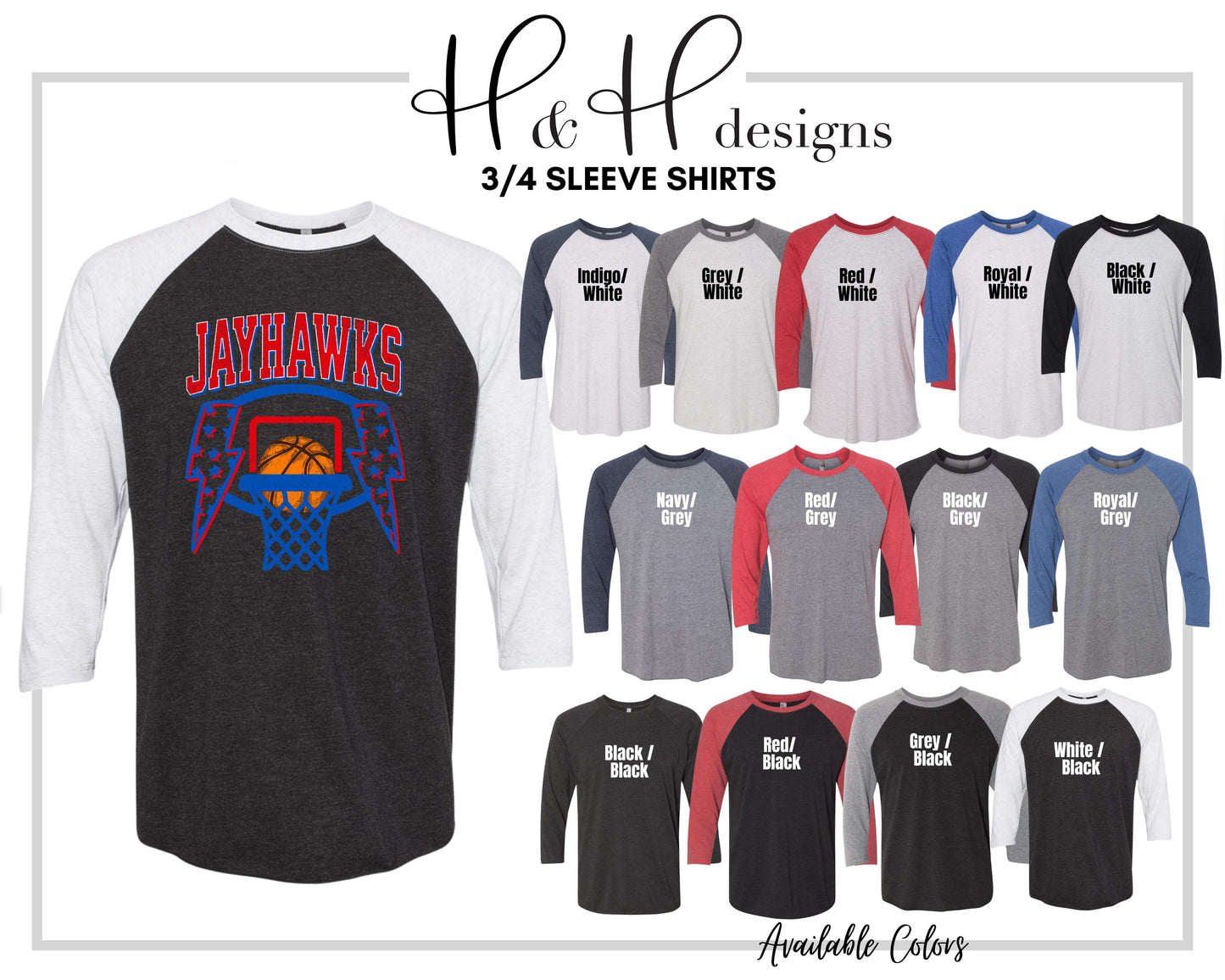 Jayhawks Lightning Bolt Basketball ~ Licensed Apparel ~ HHKU179