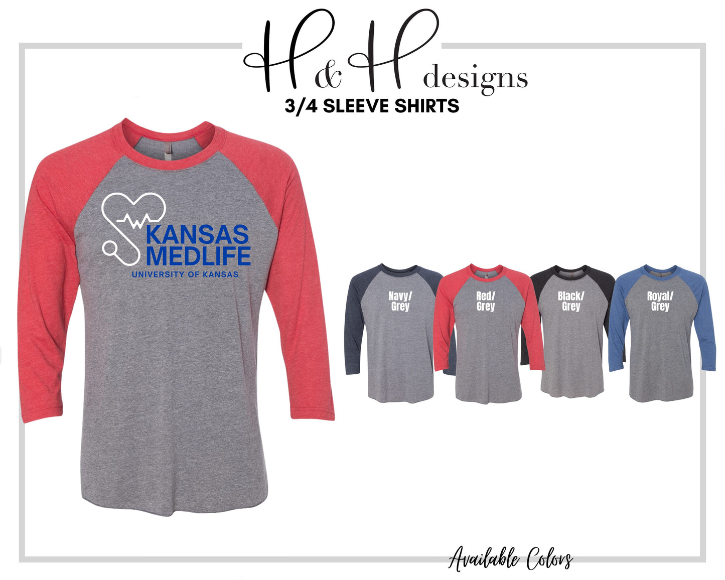 Kansas Medlife Blue and White ~ KU Medlife Licensed Apparel ~ HHKU143