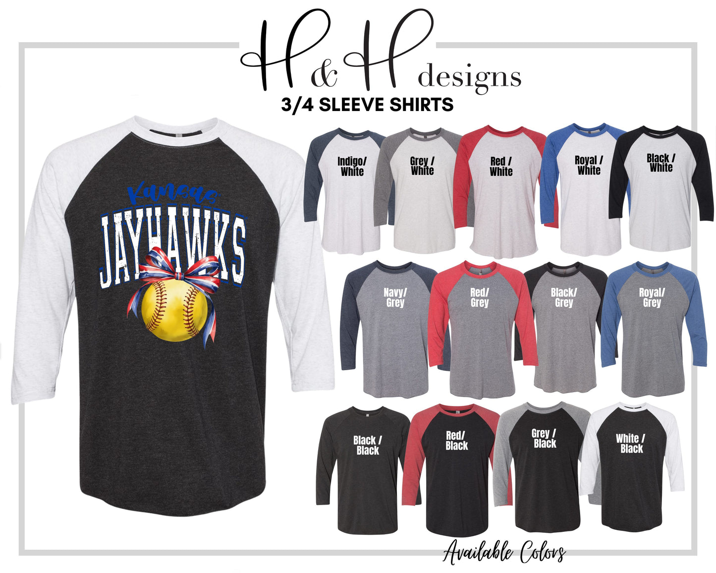 Kansas Jayhawks Softball Block Bow ~ Licensed Apparel ~ HHKU184