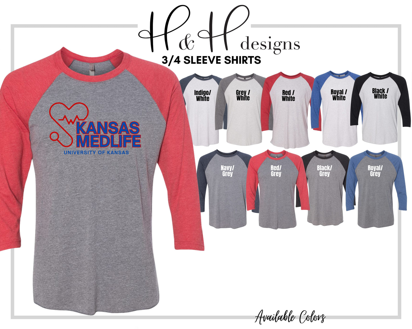 Kansas Medlife Red and Blue ~ KU Medlife Licensed Apparel ~ HHKU141