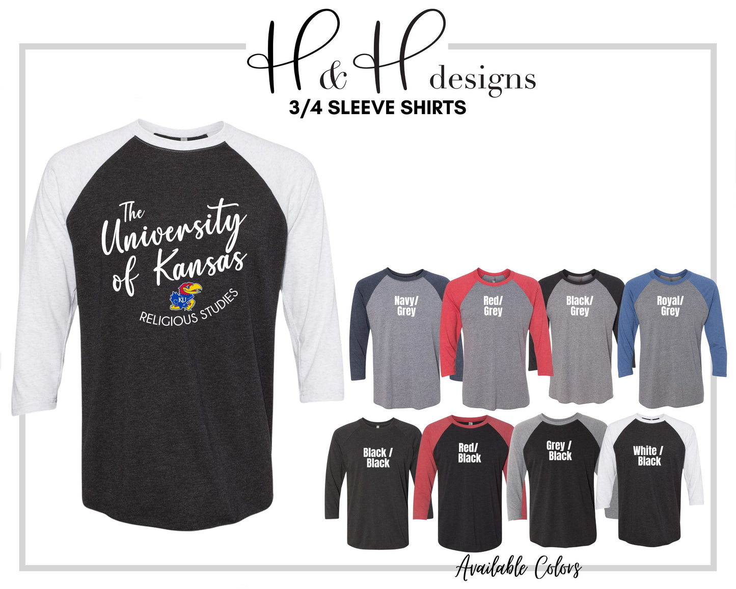 The Unversity of Kansas Religious Studies Round Script ~ Licensed Apparel ~ HHKU186