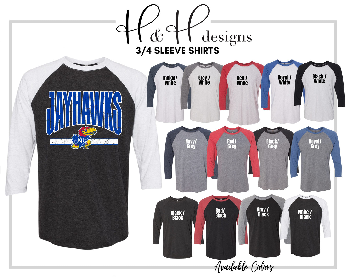 Jayhawks Distressed Warp  ~ Licensed Apparel ~ HHKU147