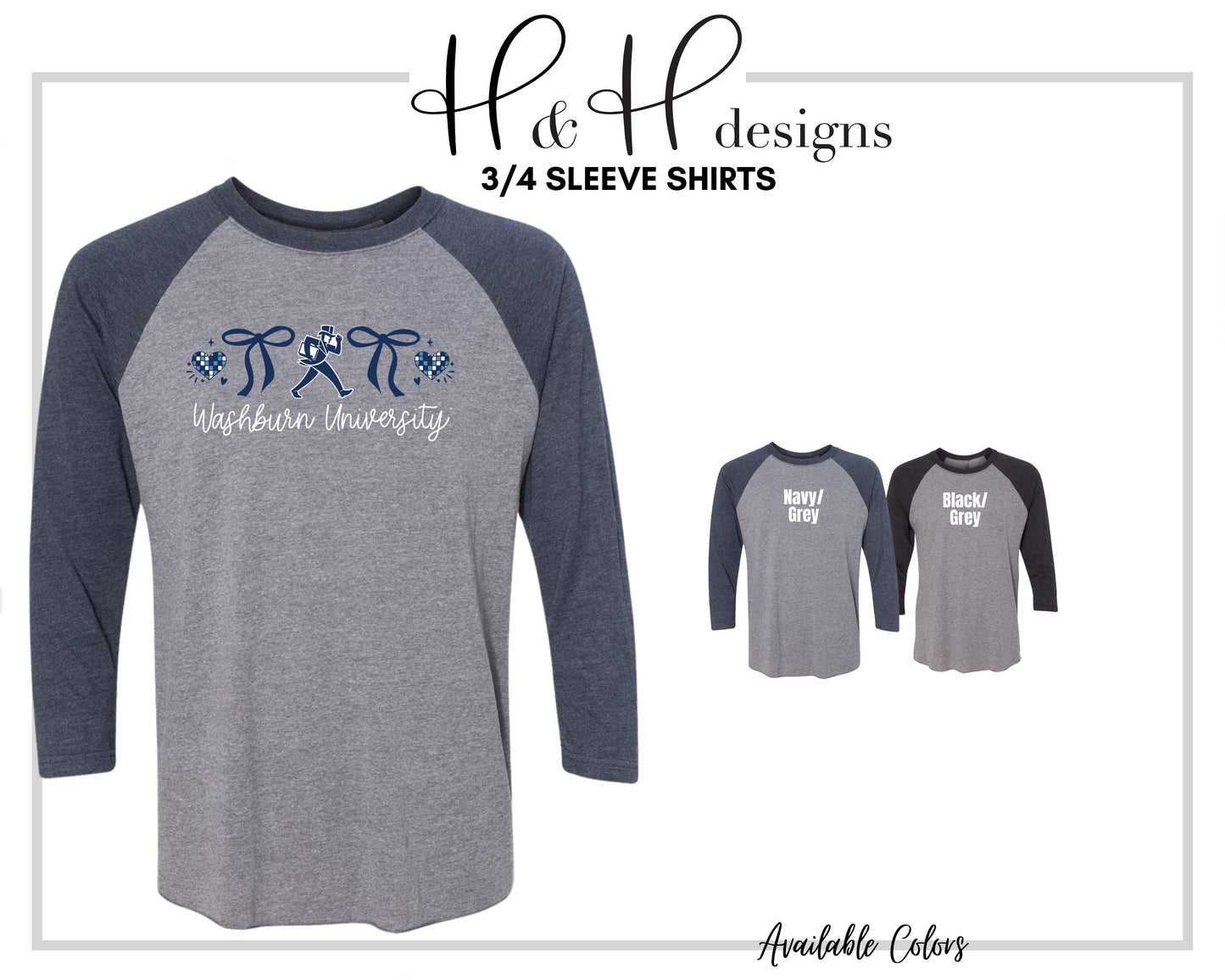 Washburn University Hearts Coquette Bows  ~ Licensed Apparel ~ HHWU215