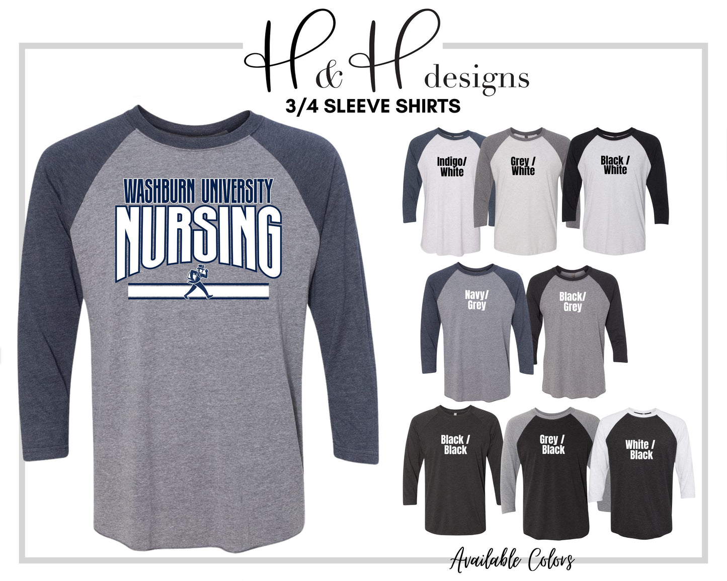 Washburn University Nursing Warp ~ Licensed Apparel ~ HHWU232
