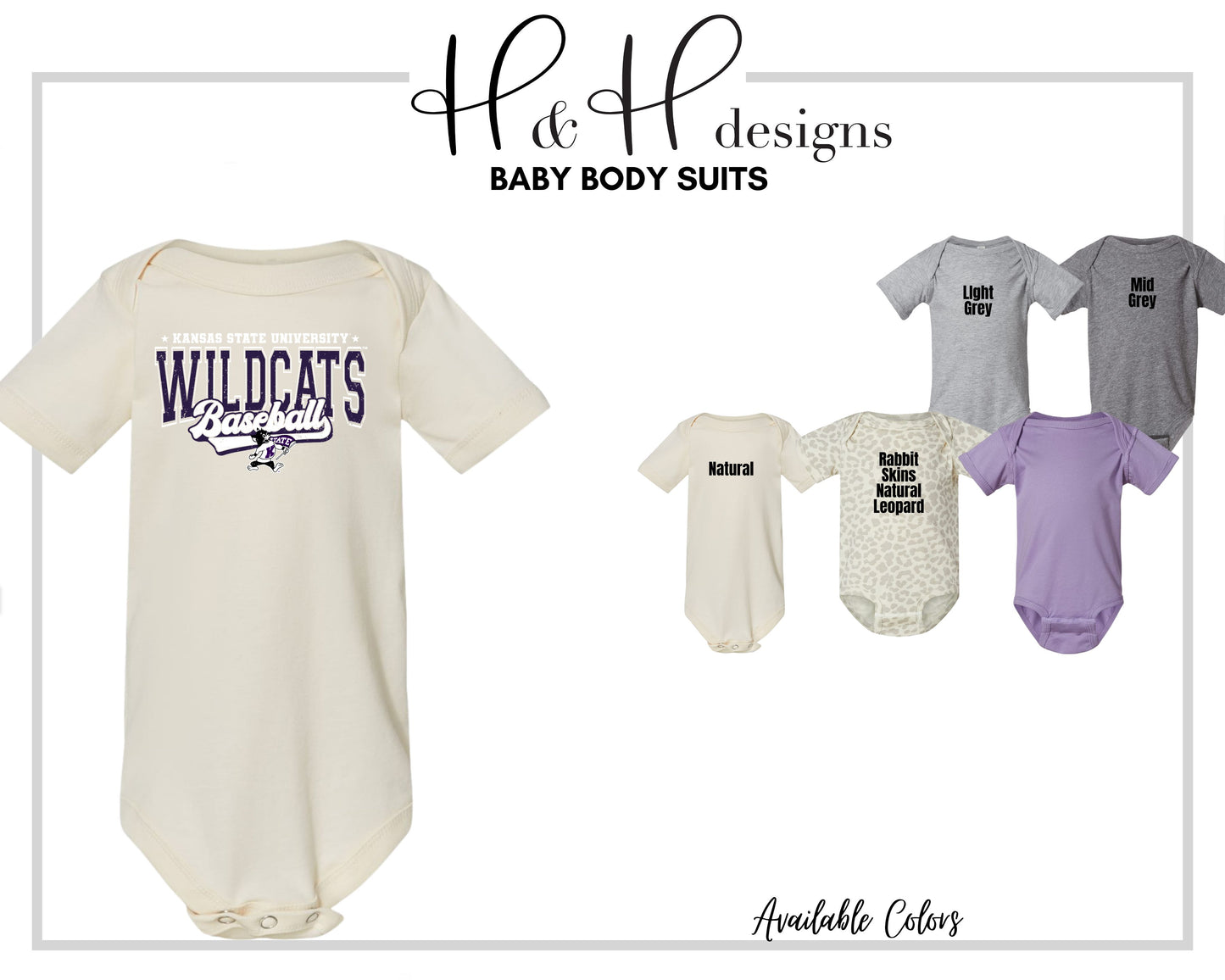 Kansas State University Baseball Distressed Retro Script ~ Licensed Apparel ~ HHKSU209