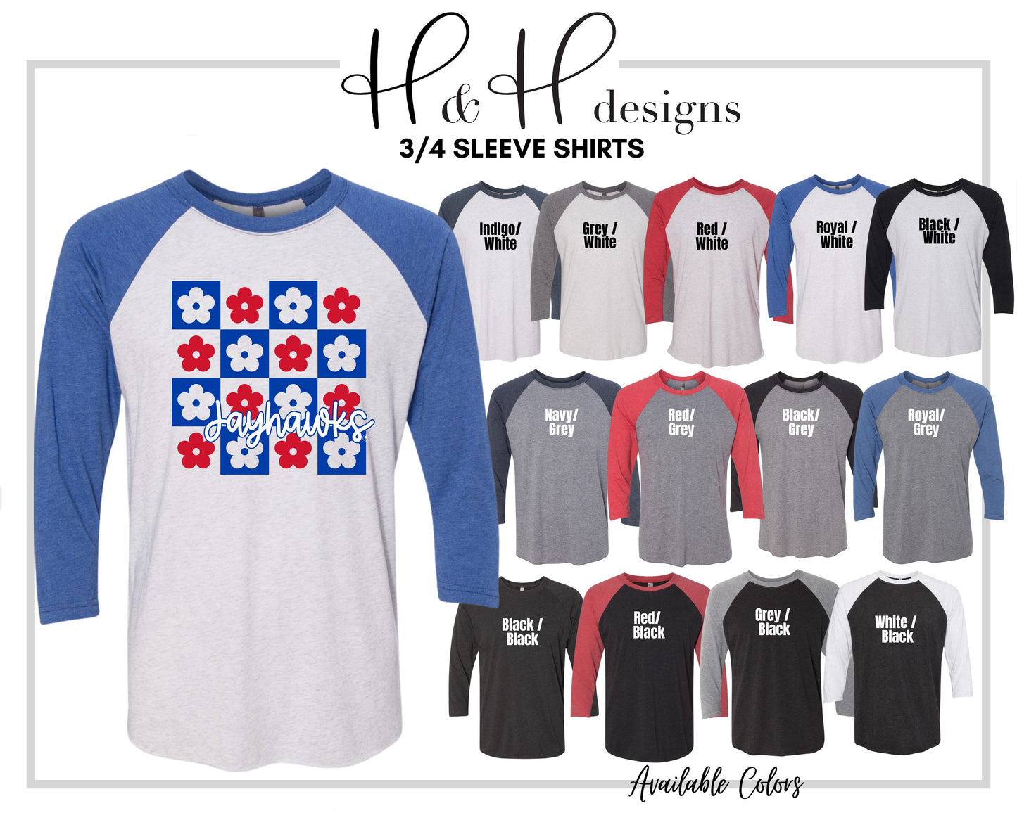 Jayhawks Daisy Block~ Licensed Apparel ~ HHKU109