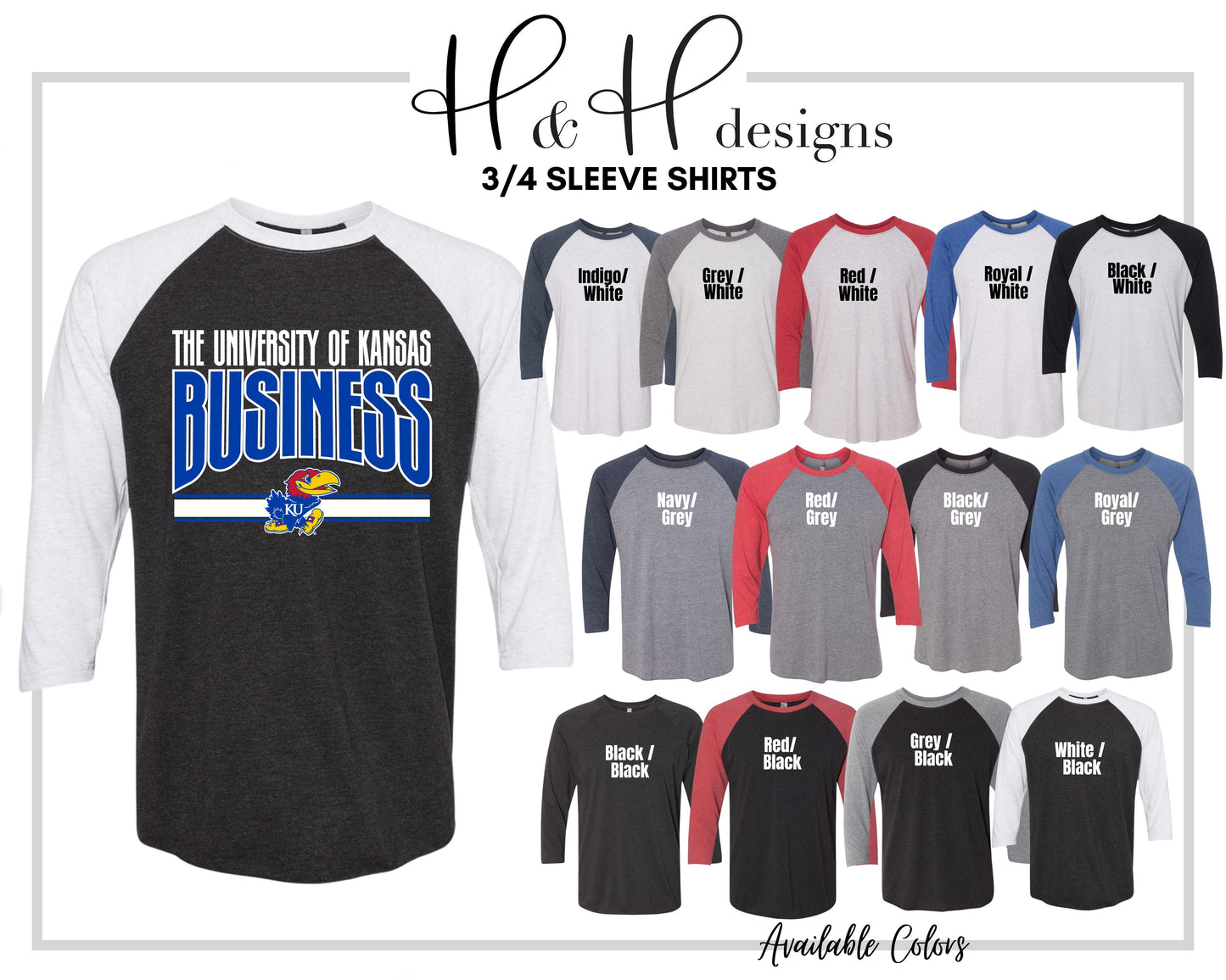 The University of Kansas Business Warp  ~ Licensed Apparel ~ HHKU183