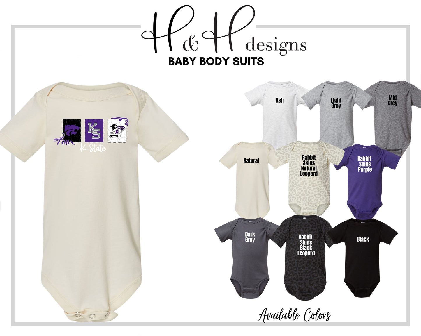 K-State Stamps and Bows ~ Licensed Apparel ~ HHKSU193
