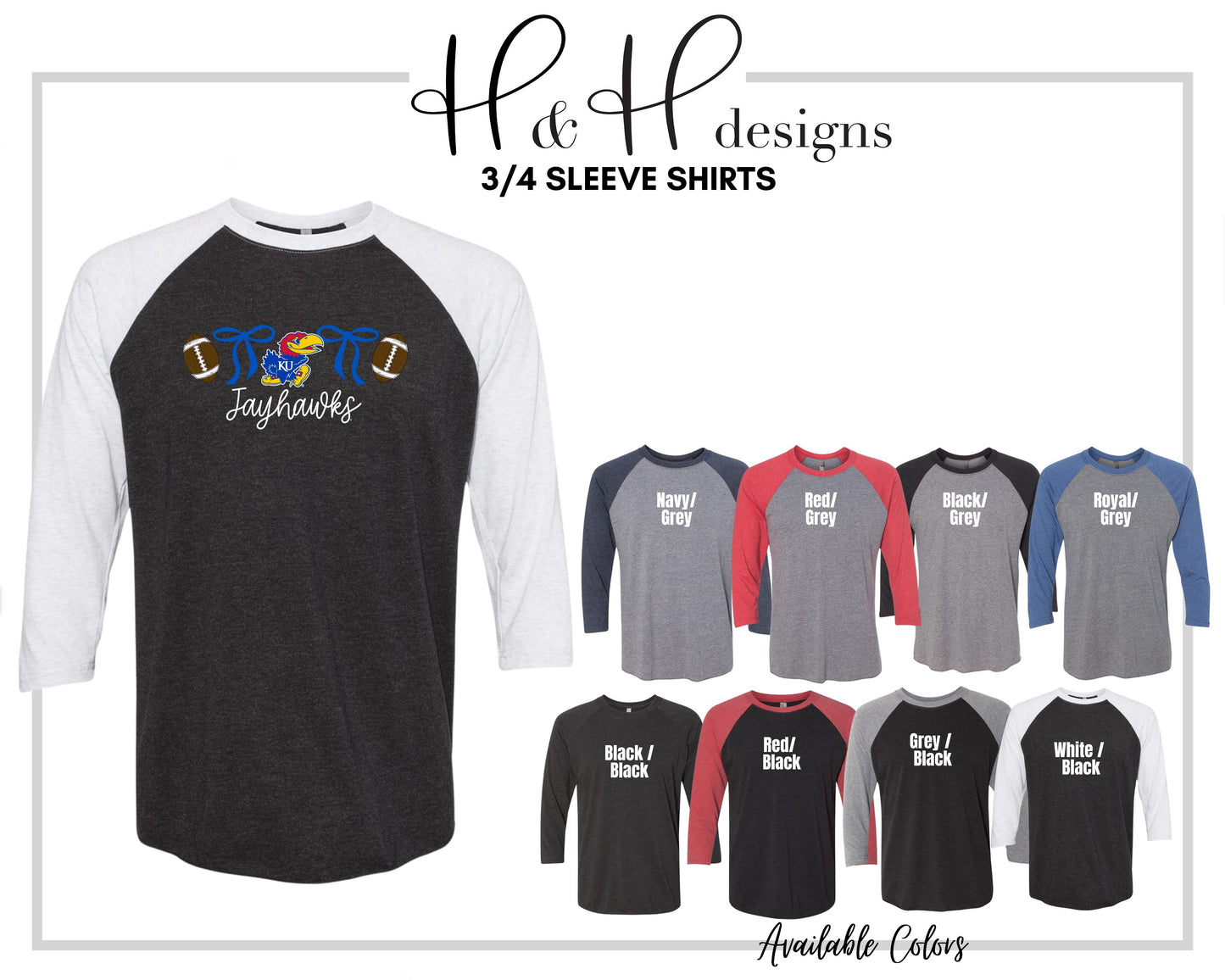 Jayhawks Coquette Bows  ~ Licensed Apparel ~ HHKU156