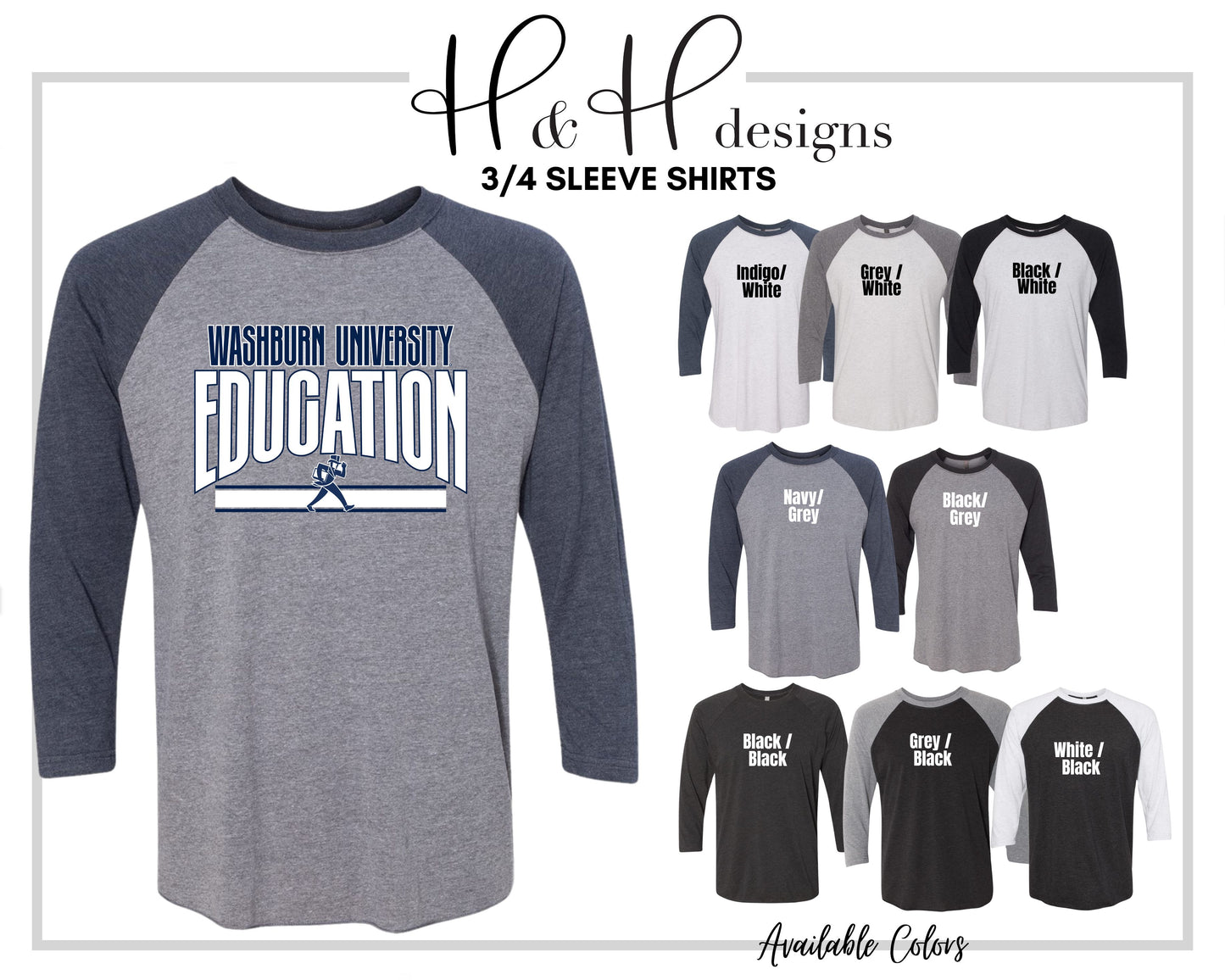 Washburn University Education Warp ~ Licensed Apparel ~ HHWU238