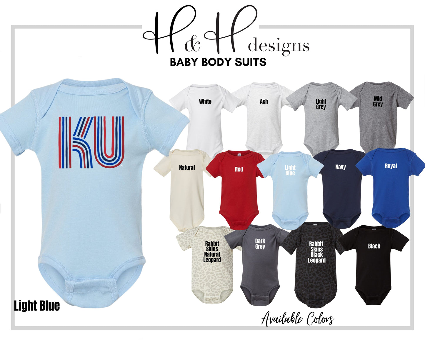 KU Lined Initials - Red & blue~ Licensed Apparel ~ HHKU122