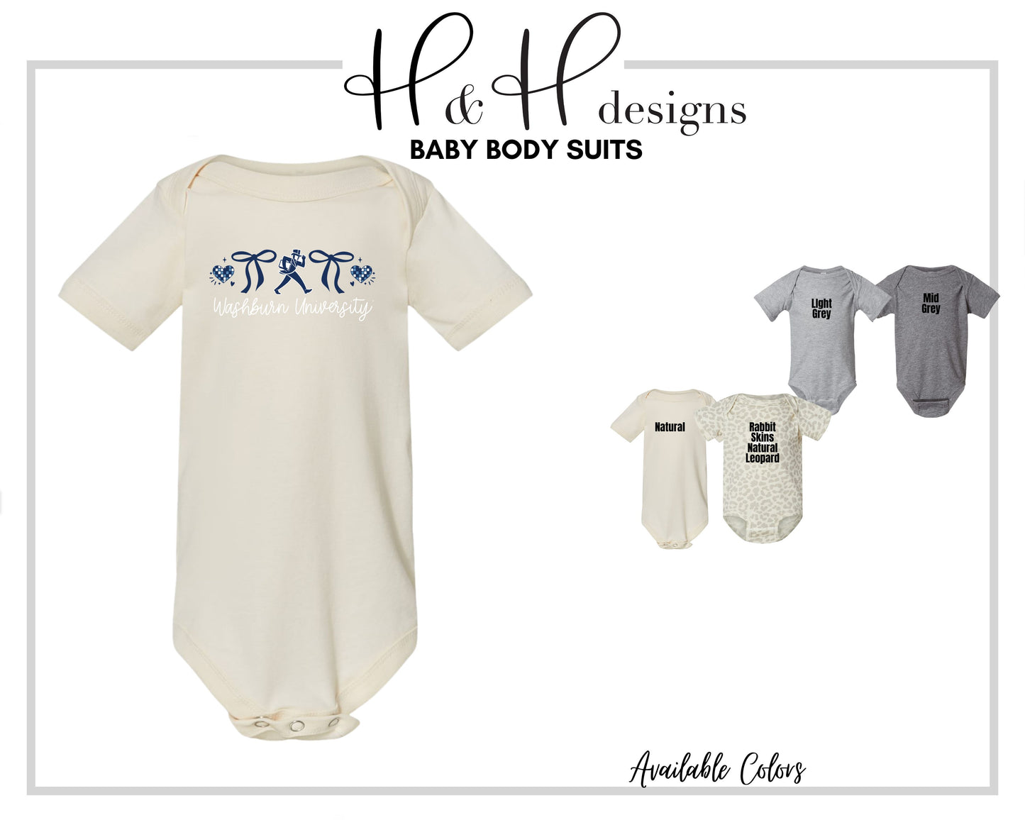 Washburn University Hearts Coquette Bows  ~ Licensed Apparel ~ HHWU215