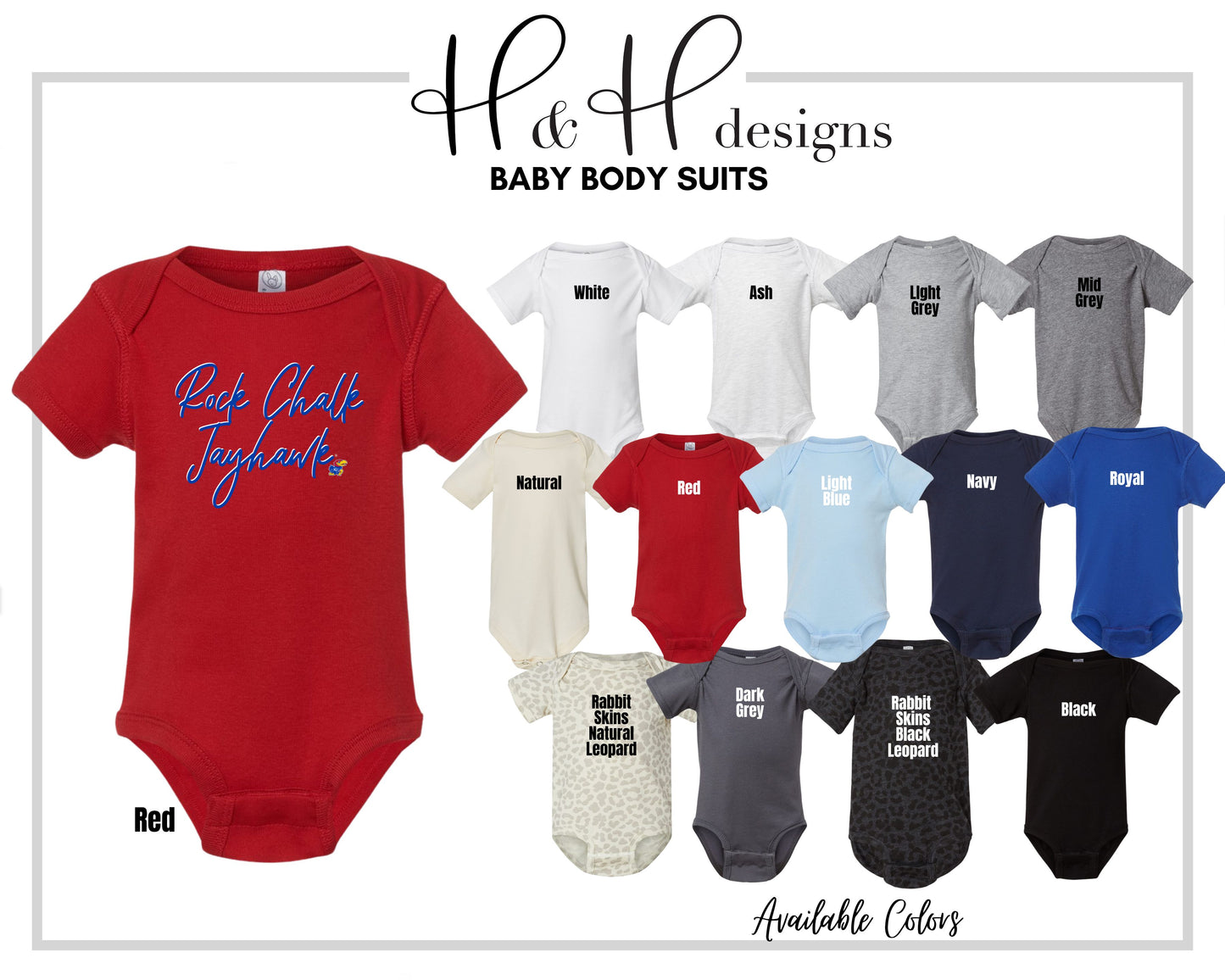 Rock Chalk Jayhawk Script Stack ~ Licensed Apparel ~ HHKU113