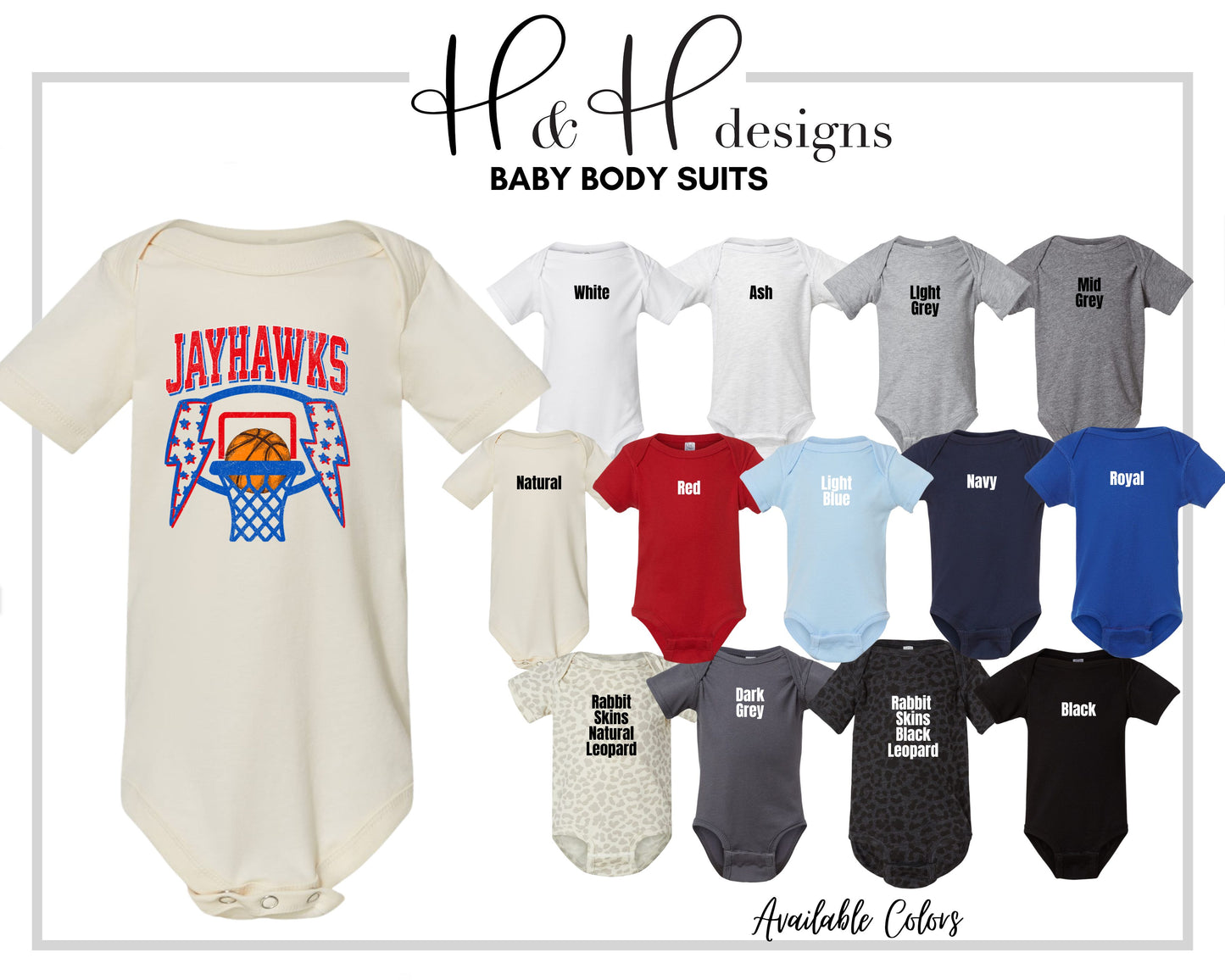 Jayhawks Lightning Bolt Basketball ~ Licensed Apparel ~ HHKU179