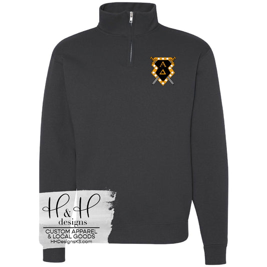 Alpha Delta Badge - Quarter Zip Sweatshirt