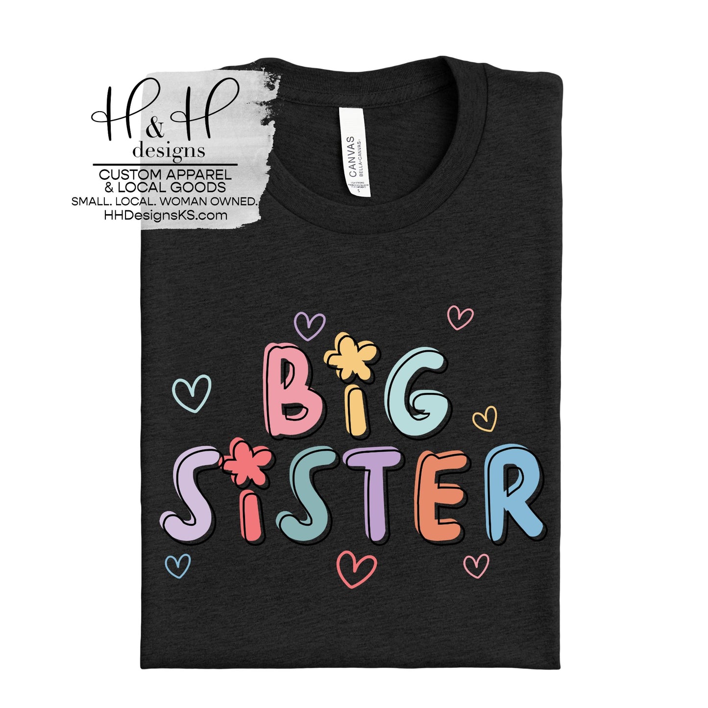 Big Sister with Doodle Hearts
