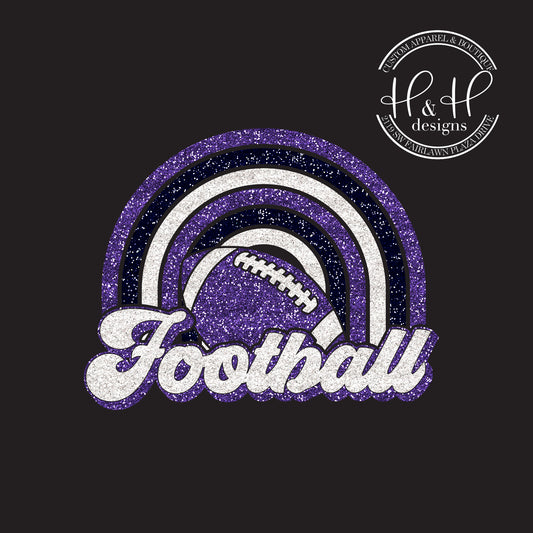 Chargers Mock Glitter Football Mom Rainbow- Topeka West OFFICIAL Spirit Gear!