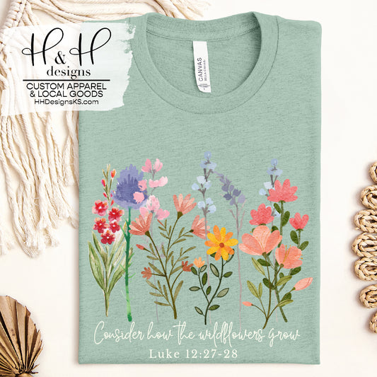 Consider how the wildflowers grow - hand sketched floral