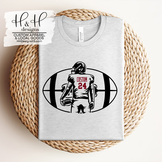 Football Player Silhouette with Custom School & Number