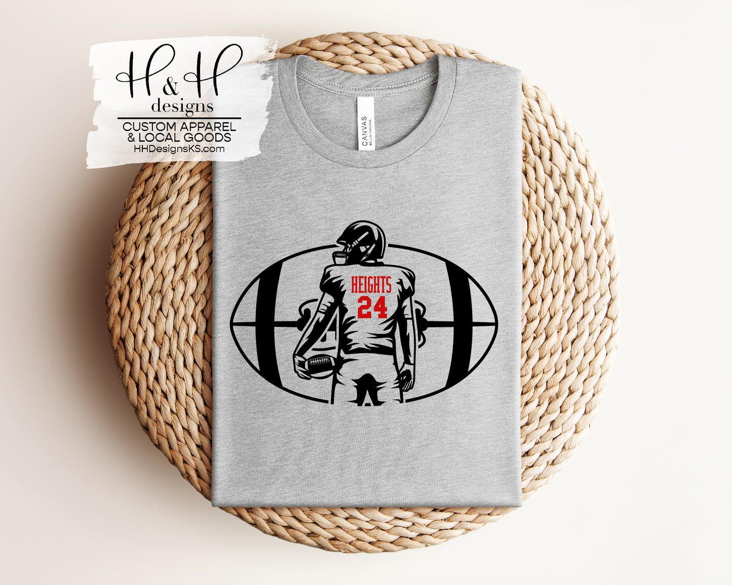 Football Player Silhouette with Custom School & Number