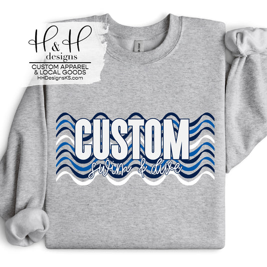 CUSTOM Swim & Dive Ombre Waves
