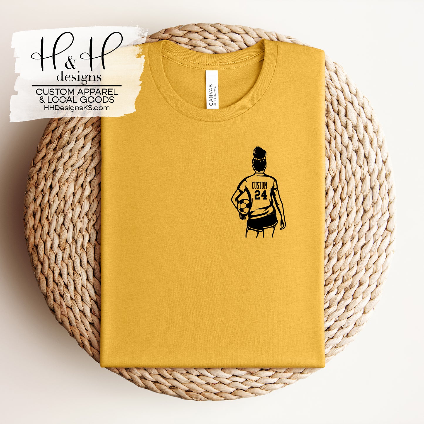 Female Soccer Player Silhouette with Custom School & Number