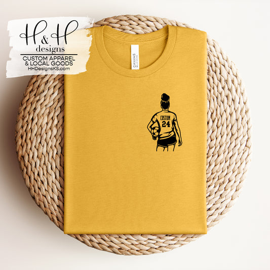 Female Soccer Player Silhouette with Custom School & Number