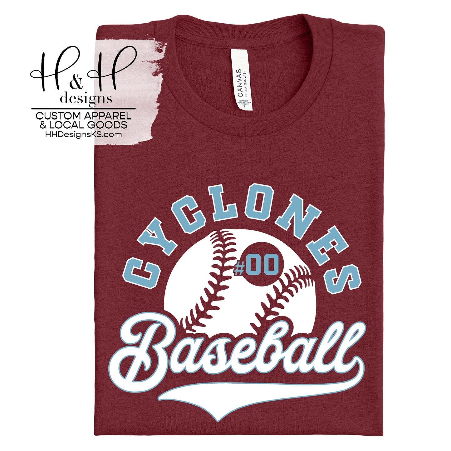 Cyclones Baseball Script with Custom Number ~ Midwest Cyclones Baseball