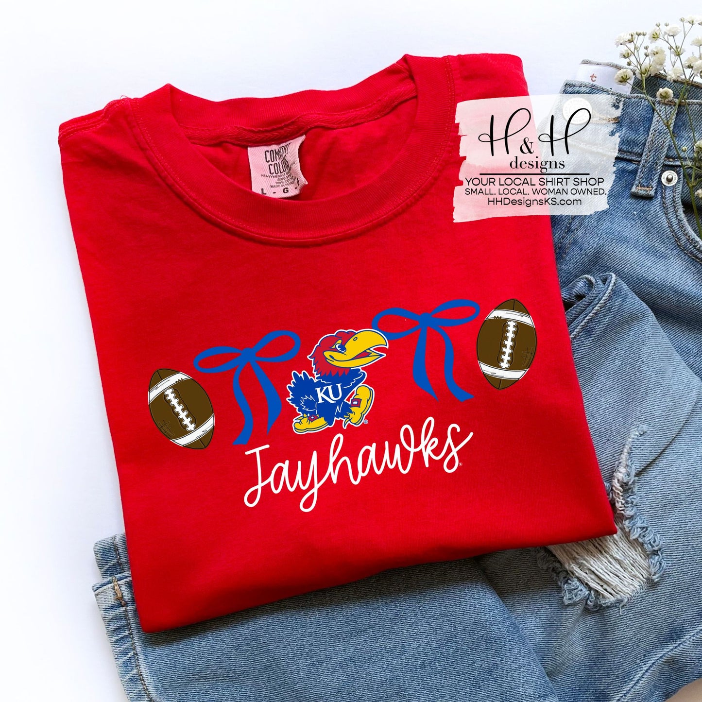 Jayhawks Coquette Bows  ~ Licensed Apparel ~ HHKU156