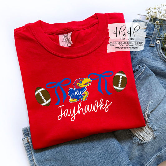 Jayhawks Coquette Bows  ~ Licensed Apparel ~ HHKU156