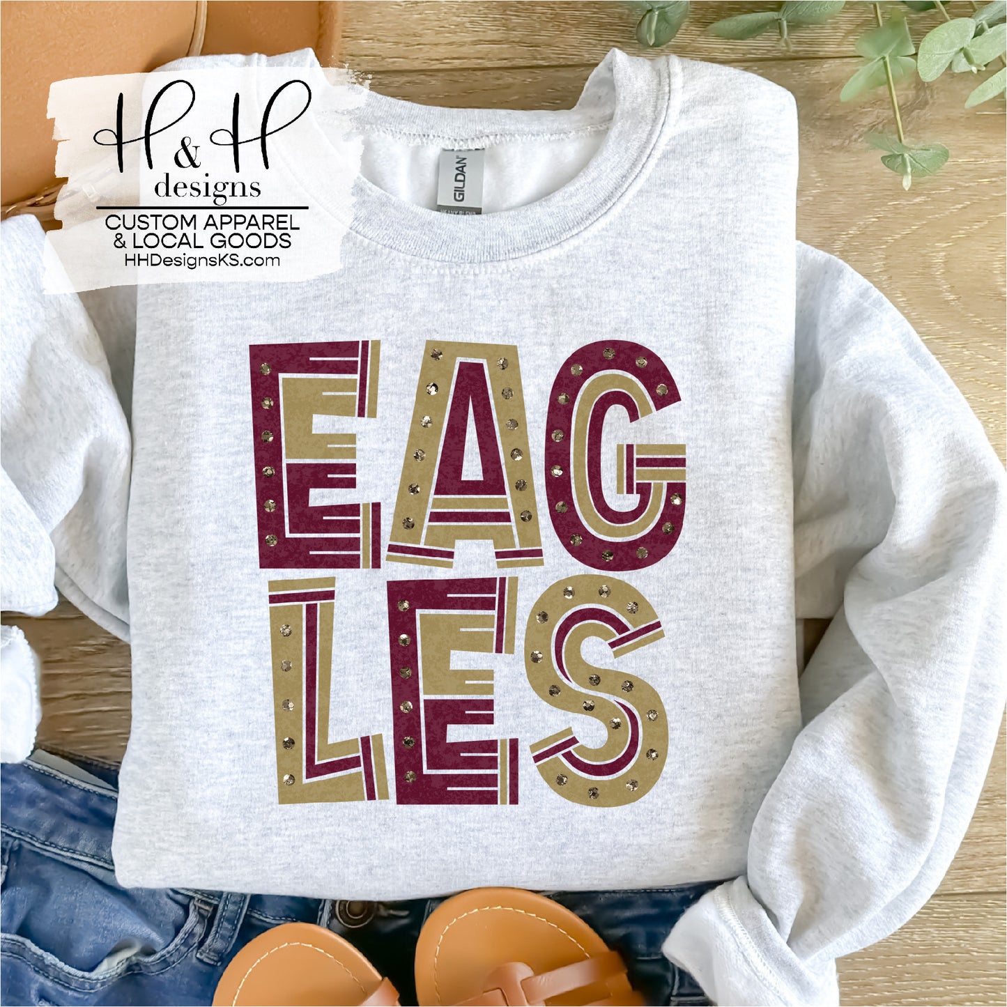 Eagles Maroon and Gold Geometric Block