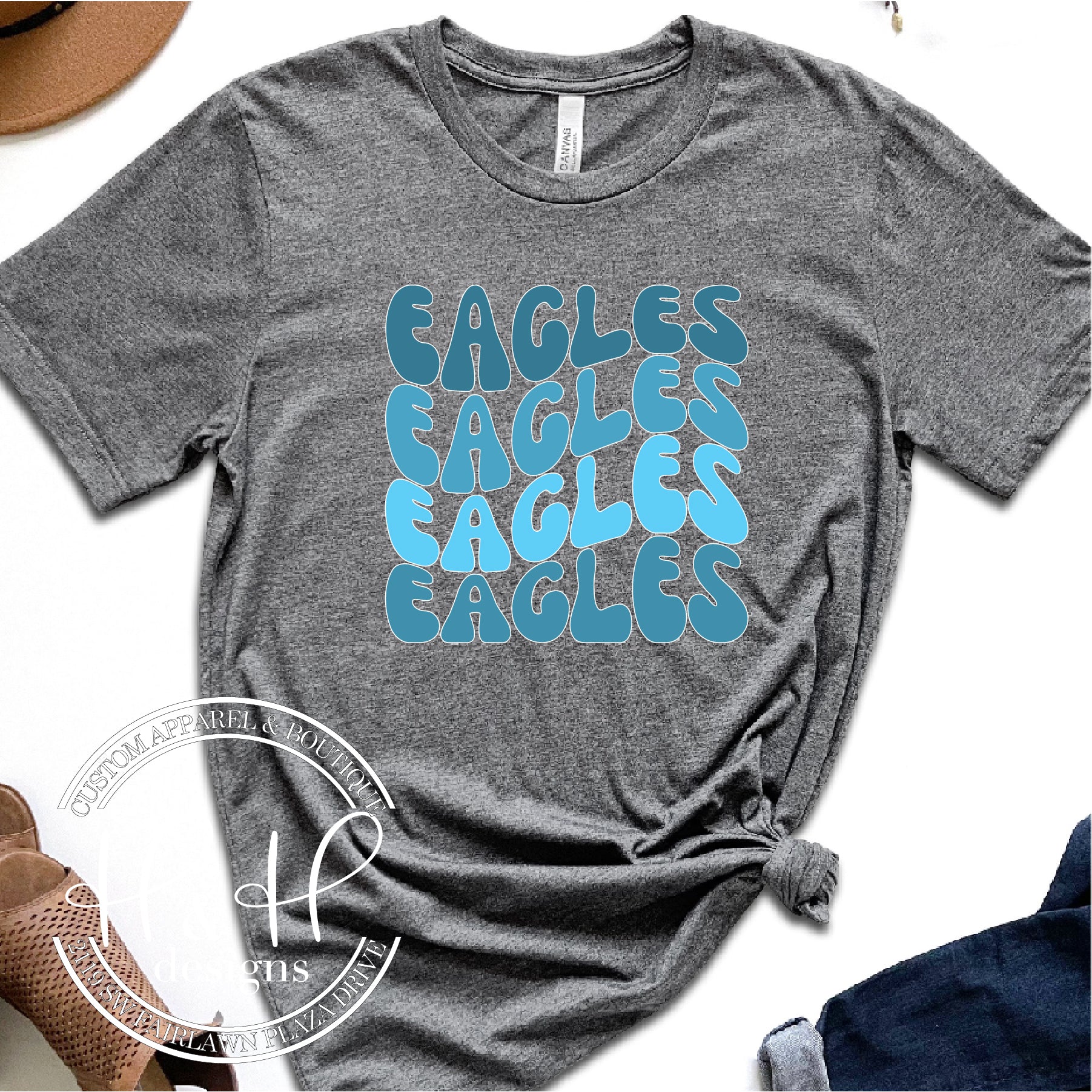 Teal Ombre Eagles Retro Wavy – H&H Designs LLC
