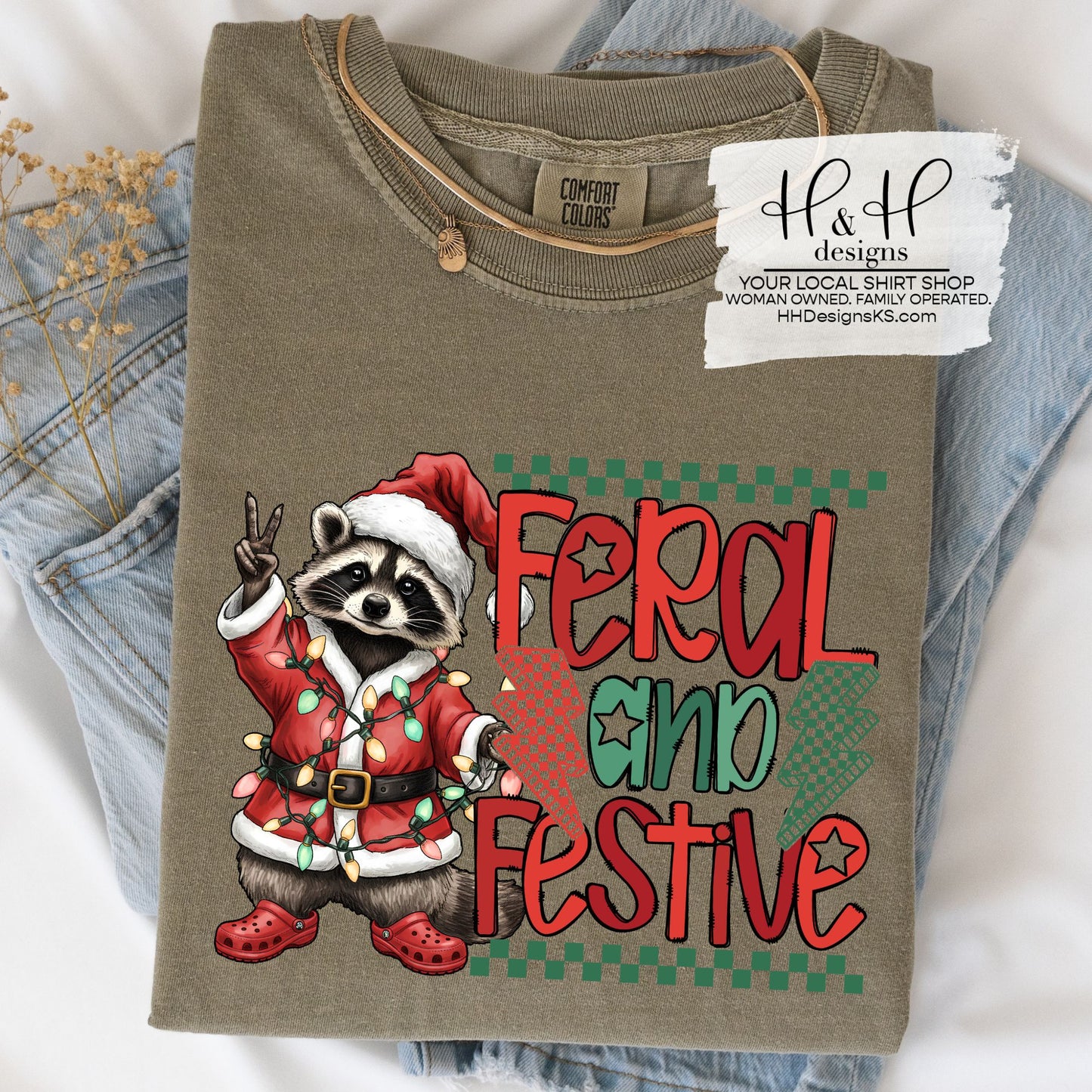 Feral and Festive Raccoon