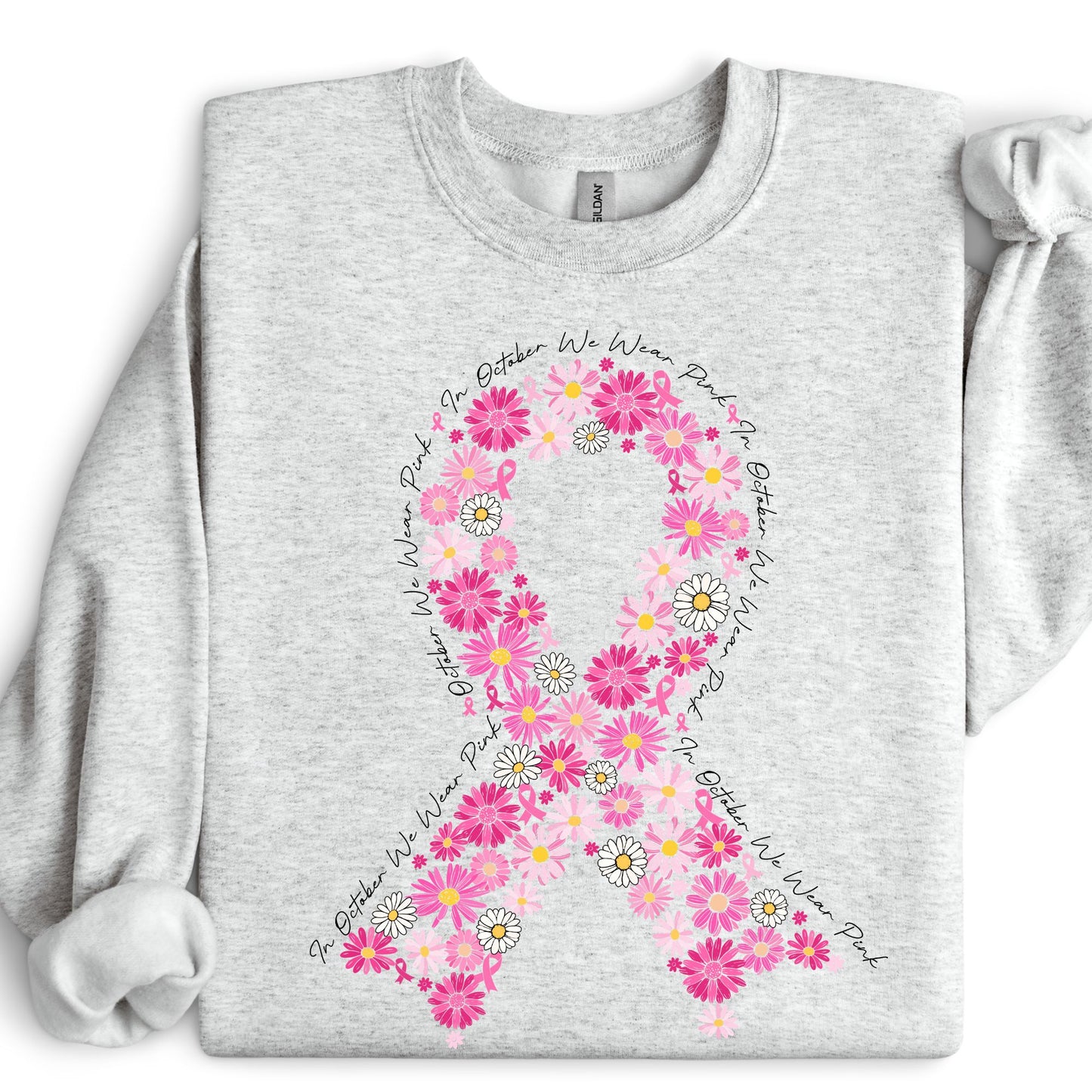 Floral Breast Cancer Ribbon