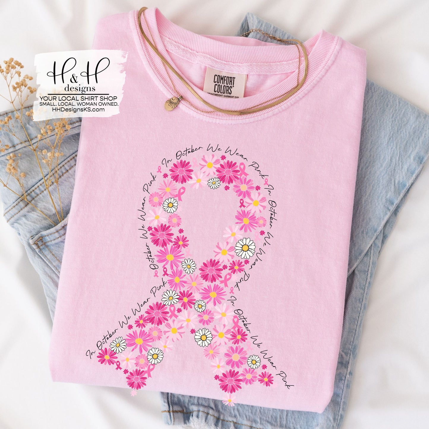Floral Breast Cancer Ribbon