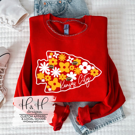 White & Gold Floral Fill Kansas City Arrowhead