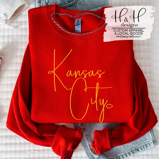 Gold Kansas City Swirly Script