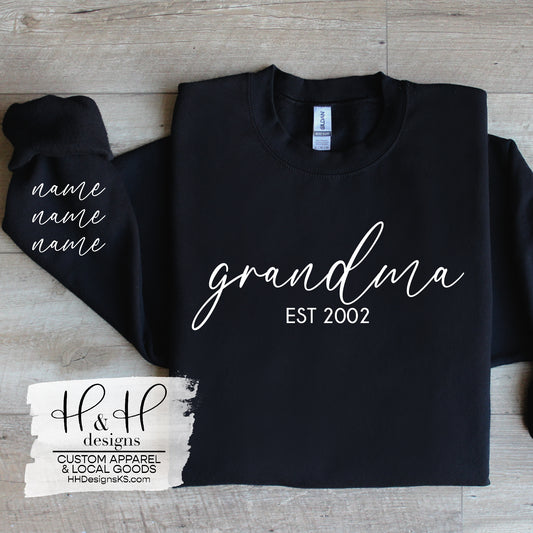 Custom Grandma Sweatshirt - Nana, Mama, Meme, any name you pick!