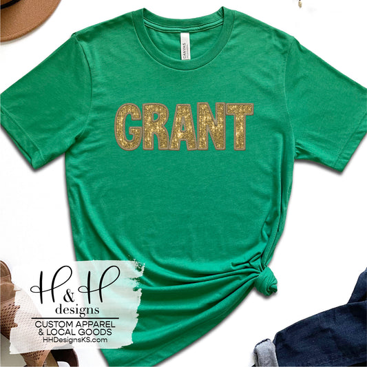 Grant Faux Glitter Embroidery